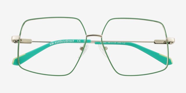 Rune Vert MétalMontures de lunettes de vue d'EyeBuyDirect, Vue Rapprochée