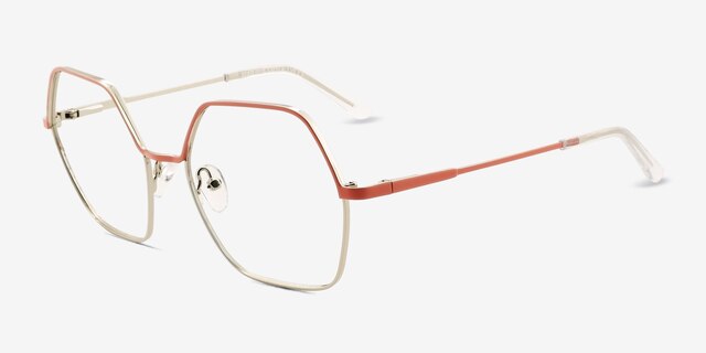 Mayfield Coral Gold MétalMontures de lunettes de vue d'EyeBuyDirect, Vue d'Angle