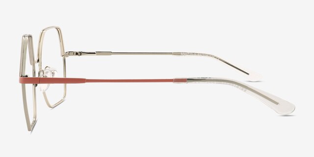Mayfield Coral Gold MétalMontures de lunettes de vue d'EyeBuyDirect, Vue de Côté