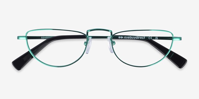 Revotique Green MetalEyeglass Frames from EyeBuyDirect, Closed View