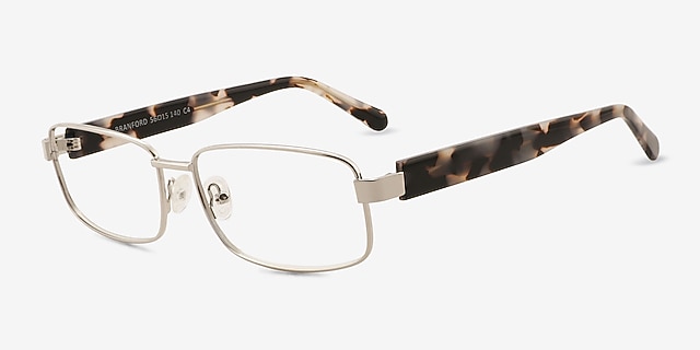 Branford Silver Acetate, MetalEyeglass Frames from EyeBuyDirect, Angle View
