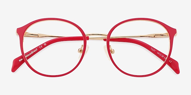 Tizzy Raspberry MetalEyeglass Frames from EyeBuyDirect, Closed View