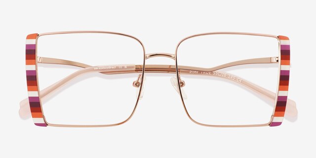 Stay True Rose Gold Multicolor MetalEyeglass Frames from EyeBuyDirect, Closed View