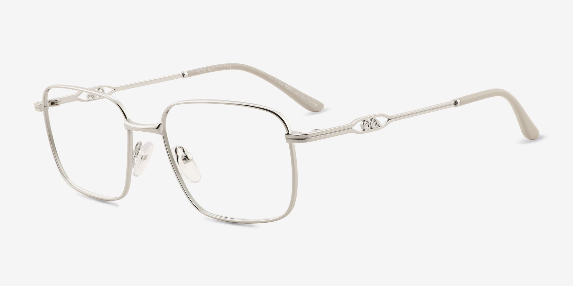 Vizzo Rectangle Silver Full Rim Eyeglasses | Eyebuydirect
