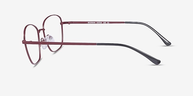 Beckham Burgundy MetalEyeglass Frames from EyeBuyDirect, Side View