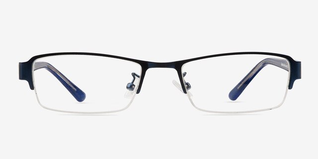 August Blue MetalEyeglass Frames from EyeBuyDirect, Front View