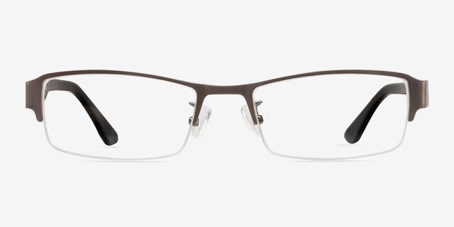 Ayaan Gunmetal MetalEyeglass Frames from EyeBuyDirect, Front View