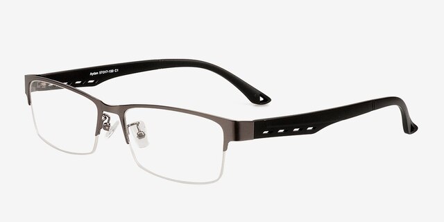 Aydan Gunmetal MétalMontures de lunettes de vue d'EyeBuyDirect, Vue d'Angle