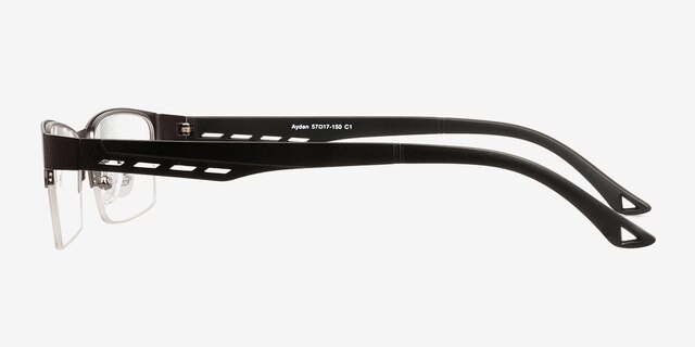 Aydan Gunmetal MétalMontures de lunettes de vue d'EyeBuyDirect, Vue de Côté