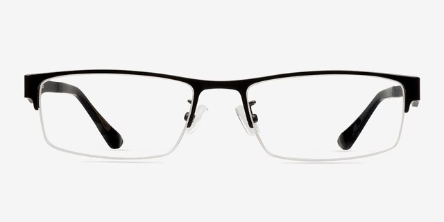Beau Noir Plastic-metalMontures de lunettes de vue d'EyeBuyDirect, Vue de Face