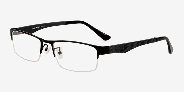 Beau Noir Plastic-metalMontures de lunettes de vue d'EyeBuyDirect, Vue d'Angle