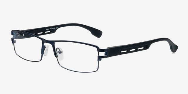 Poker Navy MetalEyeglass Frames from EyeBuyDirect, Angle View