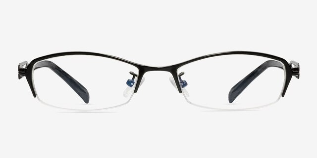 Abelard Black MetalEyeglass Frames from EyeBuyDirect, Front View
