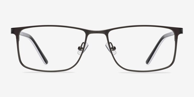 Clinton Gunmetal & Black MetalEyeglass Frames from EyeBuyDirect, Front View