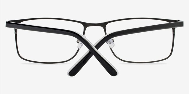Clinton Gunmetal & Black MetalEyeglass Frames from EyeBuyDirect, Closed View