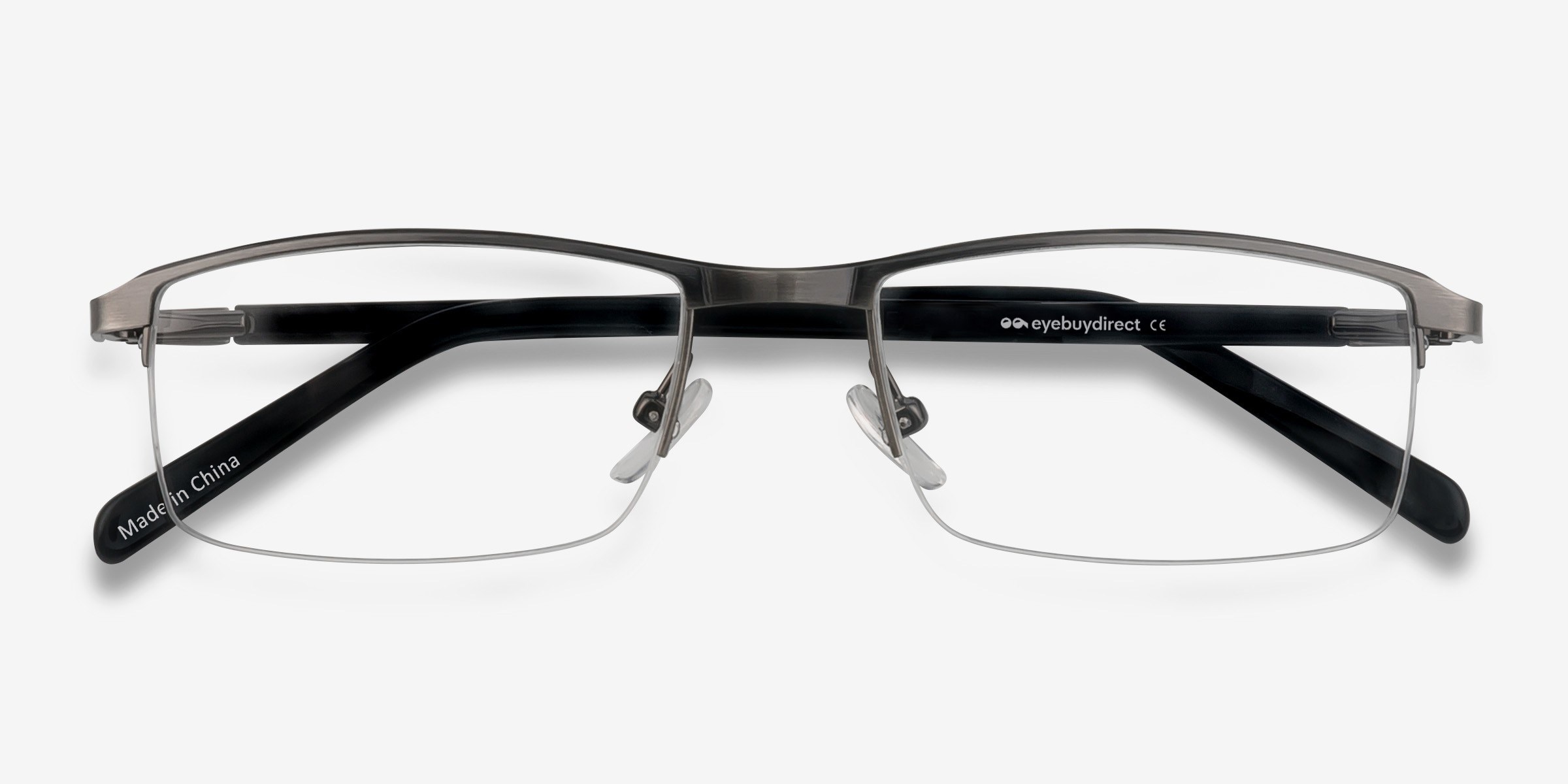 Mel Rectangle Gunmetal Semi Rimless Eyeglasses | Eyebuydirect Canada
