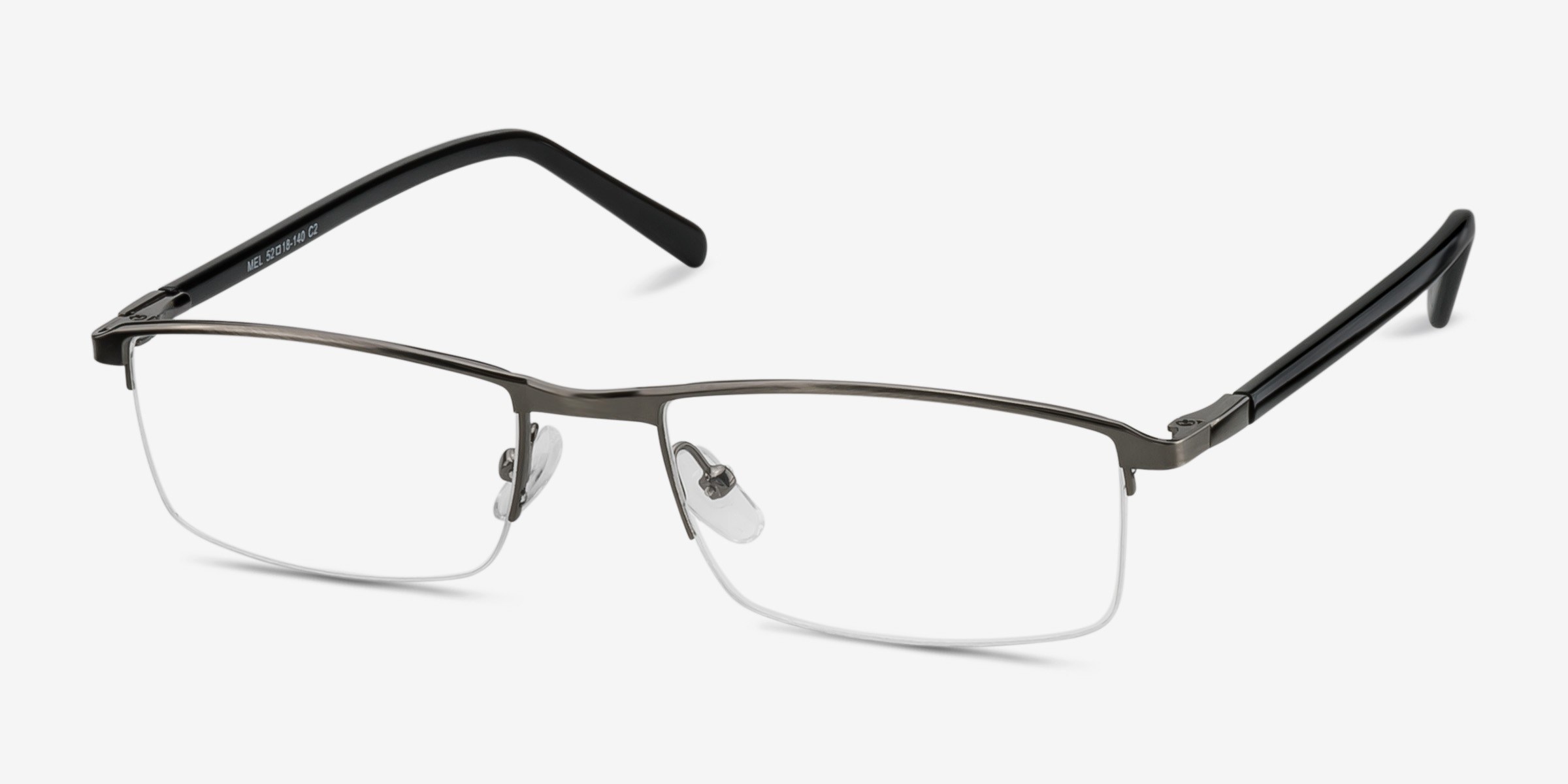 Mel Rectangle Gunmetal Semi Rimless Eyeglasses Eyebuydirect Canada 