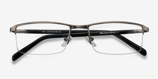 Mel Gunmetal MetalEyeglass Frames from EyeBuyDirect, Closed View