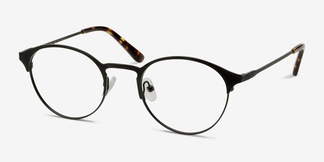 Little Time Noir MétalMontures de lunettes de vue d'EyeBuyDirect, Vue d'Angle