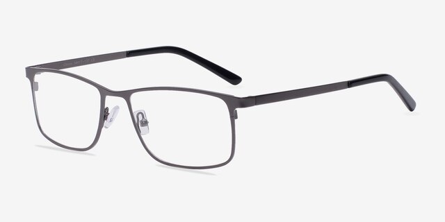 Clinton Gunmetal MetalEyeglass Frames from EyeBuyDirect, Angle View
