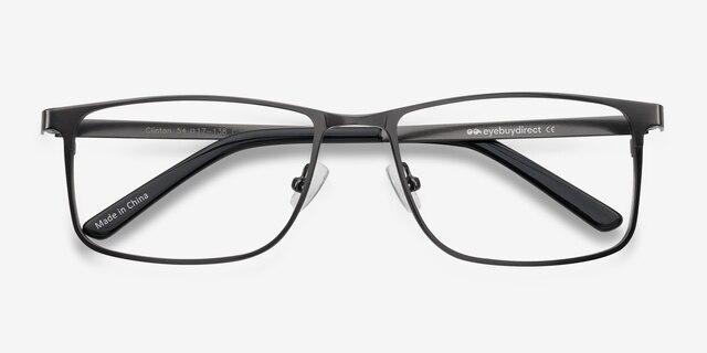 Clinton Gunmetal MetalEyeglass Frames from EyeBuyDirect, Closed View
