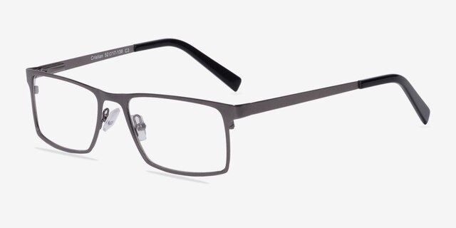 Cristian Gunmetal & Black MetalEyeglass Frames from EyeBuyDirect, Angle View
