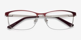 Ashlyn Rouge Métal Montures de lunettes de vue d'EyeBuyDirect, Vue Rapprochée