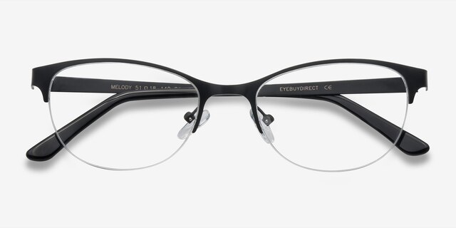 Melody Black MetalEyeglass Frames from EyeBuyDirect, Closed View