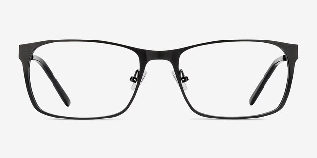 Dublin Matte Black MetalEyeglass Frames from EyeBuyDirect, Front View