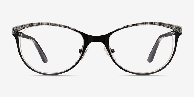 Deco Black Gray MetalEyeglass Frames from EyeBuyDirect, Front View