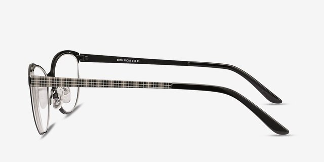 Deco Black Gray MetalEyeglass Frames from EyeBuyDirect, Side View