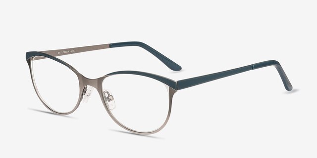 Deco Gunmetal Green MétalMontures de lunettes de vue d'EyeBuyDirect, Vue d'Angle
