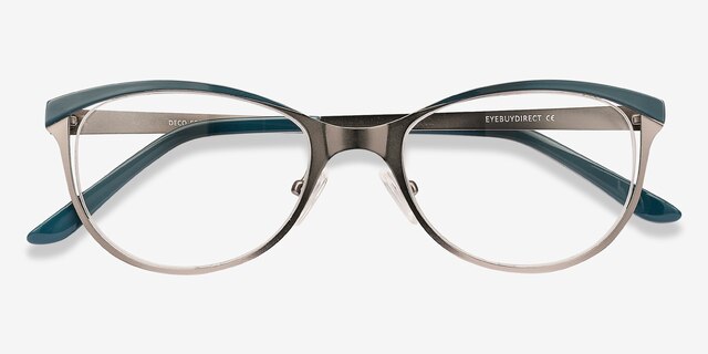 Deco Gunmetal Green MétalMontures de lunettes de vue d'EyeBuyDirect, Vue Rapprochée