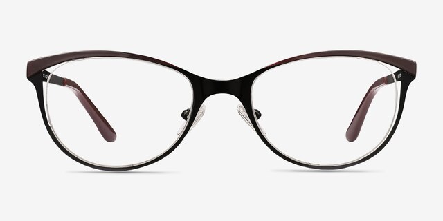 Deco Black Red MetalEyeglass Frames from EyeBuyDirect, Front View