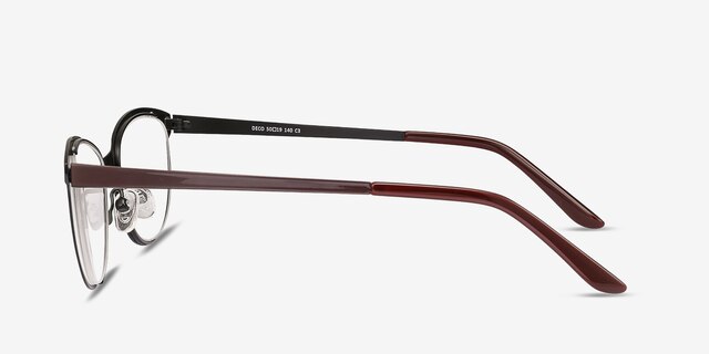 Deco Black Red MetalEyeglass Frames from EyeBuyDirect, Side View