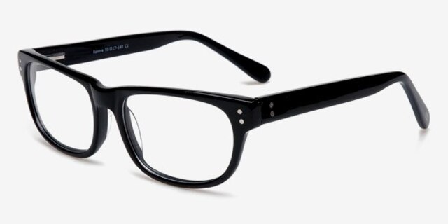 ROCK! Ronnie Noir AcétateMontures de lunettes de vue d'EyeBuyDirect, Vue d'Angle