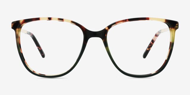 Aroma Tortoise Green AcétateMontures de lunettes de vue d'EyeBuyDirect, Vue de Face