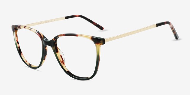 Aroma Tortoise Green AcétateMontures de lunettes de vue d'EyeBuyDirect, Vue d'Angle