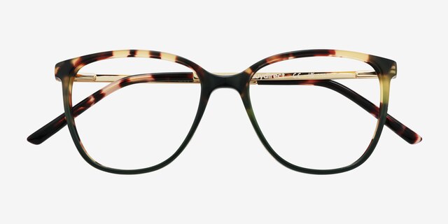 Aroma Tortoise Green AcétateMontures de lunettes de vue d'EyeBuyDirect, Vue Rapprochée
