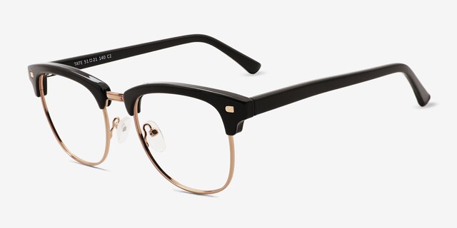 Tate Black Gold PlastiqueMontures de lunettes de vue d'EyeBuyDirect, Vue d'Angle