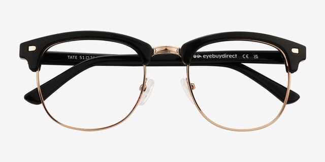 Tate Black Gold PlastiqueMontures de lunettes de vue d'EyeBuyDirect, Vue Rapprochée
