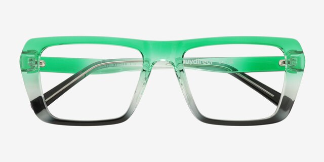 Big Love Green Black PlastiqueMontures de lunettes de vue d'EyeBuyDirect, Vue Rapprochée