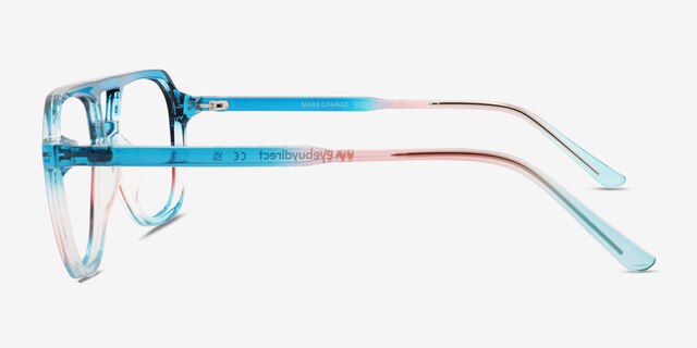 Make Change Blue Pink PlasticEyeglass Frames from EyeBuyDirect, Side View