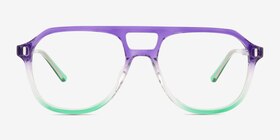 Make Change Purple Green Plastique Montures de lunettes de vue d'EyeBuyDirect, Vue de Face