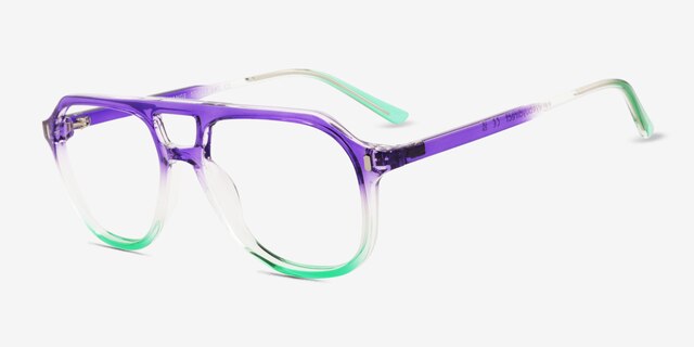 Make Change Purple Green PlastiqueMontures de lunettes de vue d'EyeBuyDirect, Vue d'Angle