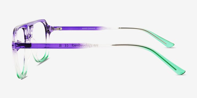 Make Change Purple Green PlastiqueMontures de lunettes de vue d'EyeBuyDirect, Vue de Côté