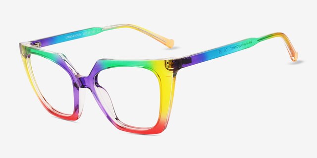 Stand Proud Rainbow Purple PlastiqueMontures de lunettes de vue d'EyeBuyDirect, Vue d'Angle
