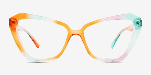 Rise Up Rainbow Orange PlasticEyeglass Frames from EyeBuyDirect, Front View