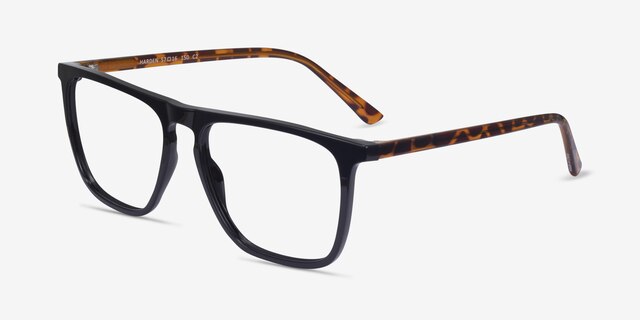 Harden Noir PlastiqueMontures de lunettes de vue d'EyeBuyDirect, Vue d'Angle