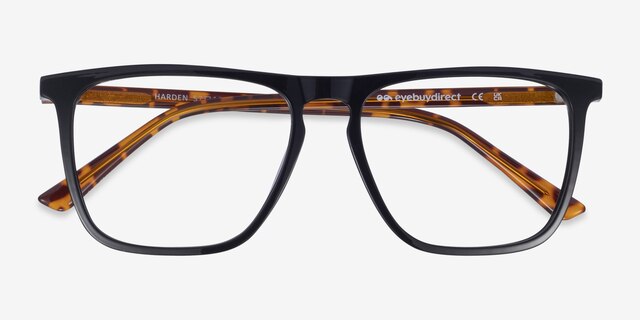 Harden Noir PlastiqueMontures de lunettes de vue d'EyeBuyDirect, Vue Rapprochée